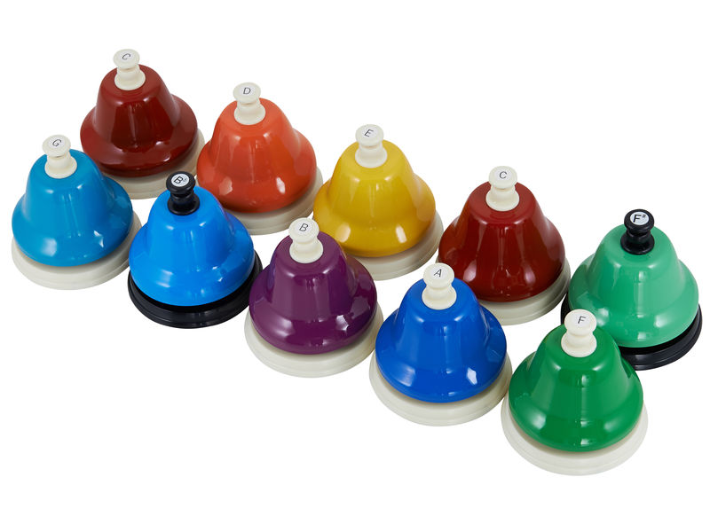 Zvončki Intonacijski Goldon 33878 namizni z gumbom set 10 tonov C2-C3 + Fis in bb s torbo