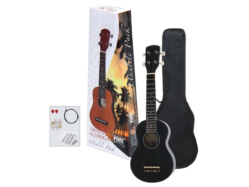 Ukulele Gewa Almeria Sopran Matt Black Pack komplet PS502.822